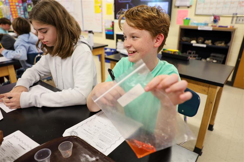Grassland Middle students in science class